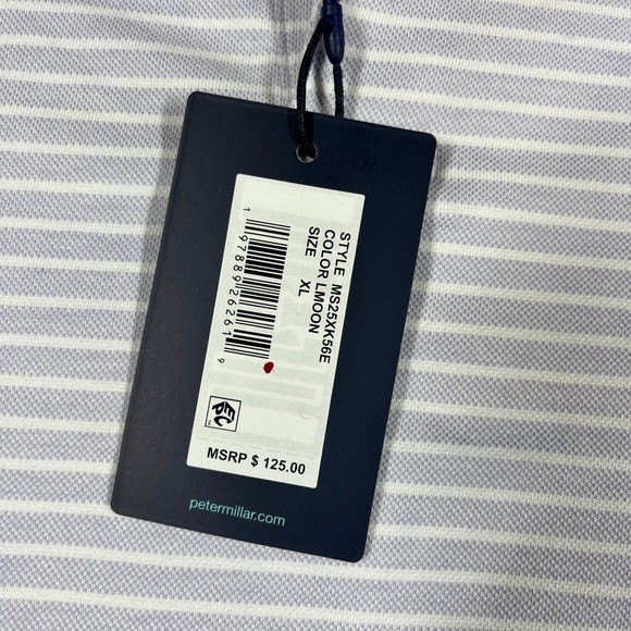 Peter Millar Crown Crafted Polo Shirt XL Tailored Fit Purple Stripe MS25XK56E - Picture 3 of 9